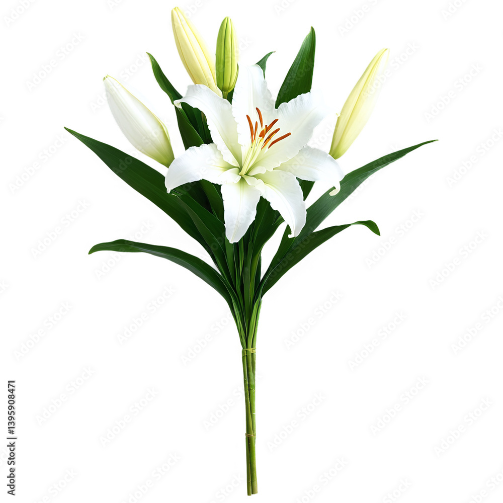 Obraz premium lily bouquet isolated on transparent background
