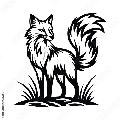 a fox silhouette with a bushy tail