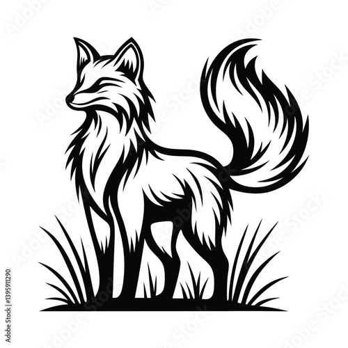 a fox silhouette with a bushy tail