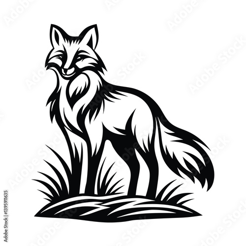 a fox silhouette with a bushy tail