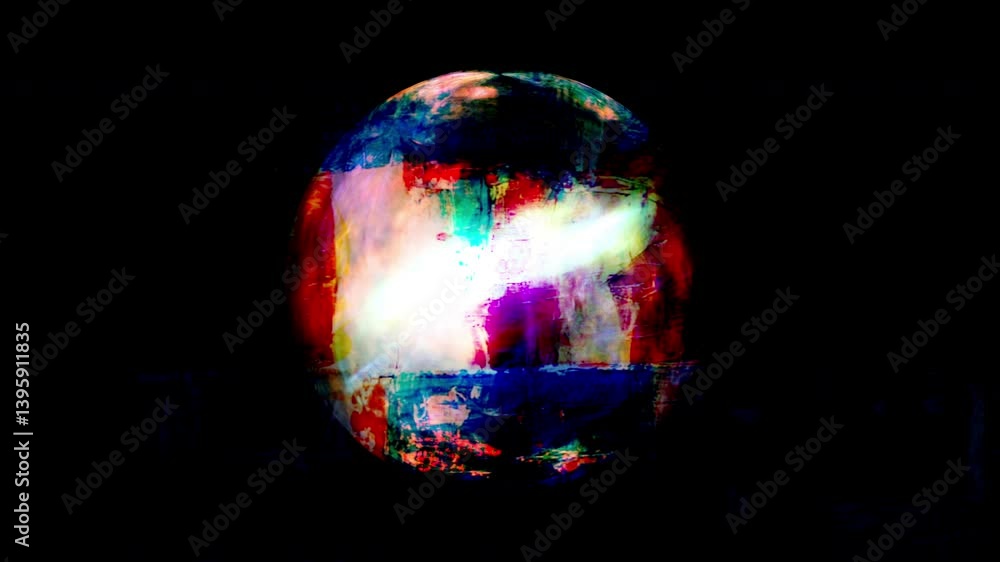 Isolated blue planet earth globe rotates in dark space with clouds over America at night Isolated blue planet earth globe rotates in dark space with clouds over America at night
