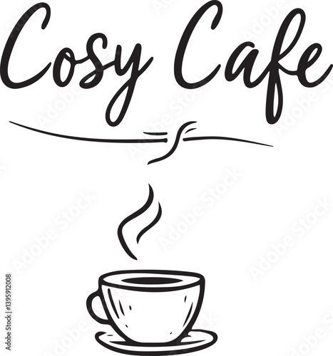 set of doodle sketch that say Cosy Cafe