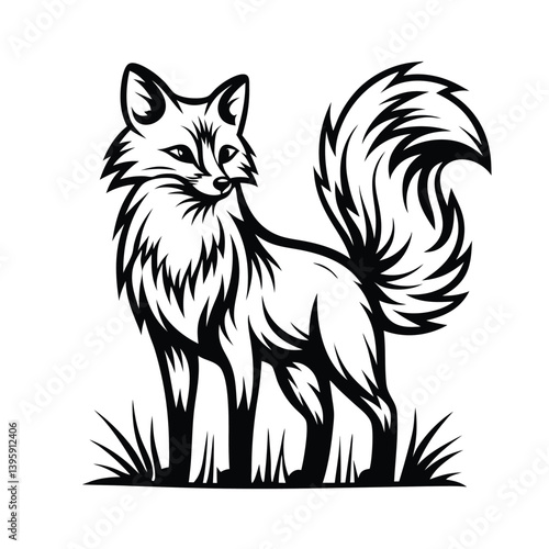 a fox silhouette with a bushy tail