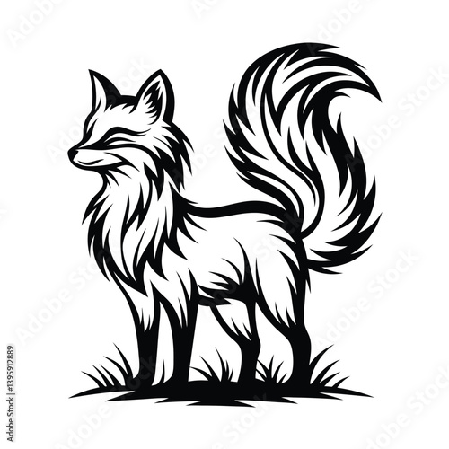 a fox silhouette with a bushy tail
