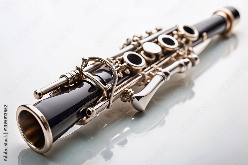 Naklejka premium Isolated Clarinet: Close-up Studio Shot of a Musical Instrument
