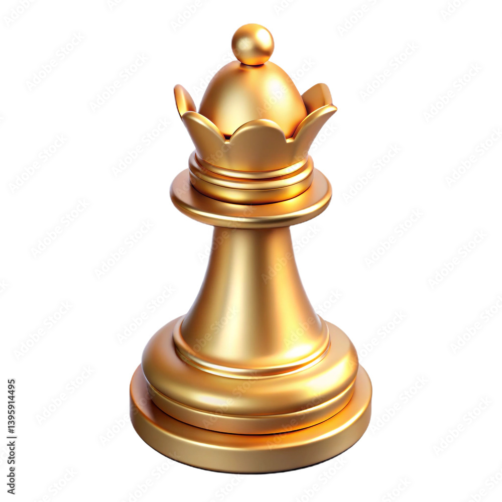 3D Gold Chess Pawn Cartoon Plastic Style Game Piece Isolated on White 3D Gold Chess Pawn Cartoon Plastic Style Game Piece Isolated on White