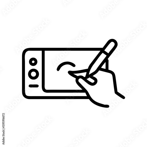 Digital hand drawing on a graphic tablet with stylus  