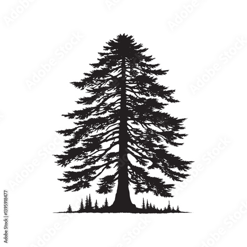 Hemlock tree Silhouette - Hemlock Tree Vector - Tree Design - Tree Art - Hemlock Illustration.