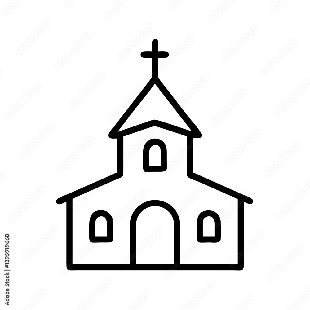 Simple Black and White Church Icon Illustration Simple Black and White Church Icon Illustration