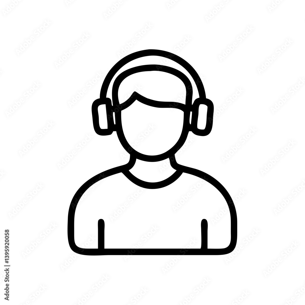 Icon of a person wearing headphones in a minimalistic style Icon of a person wearing headphones in a minimalistic style