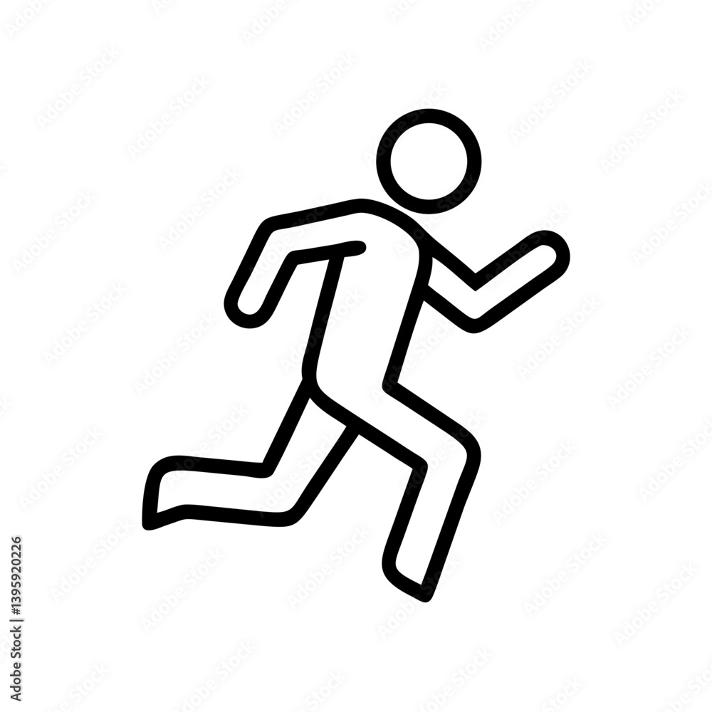 Running man icon in black and white against a plain background Running man icon in black and white against a plain background