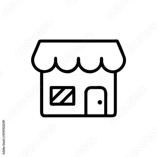 Black and white icon of a shop building  