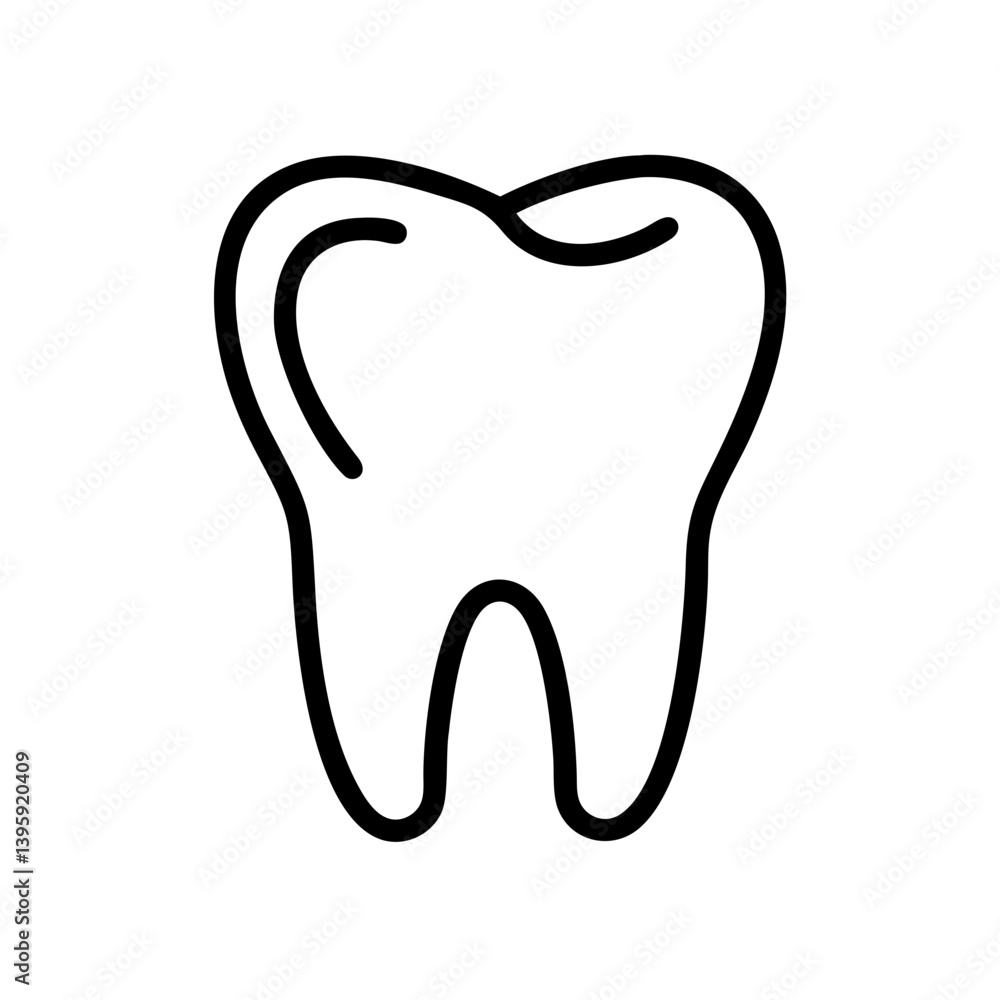 Tooth Icon in Black and White Style Representing Dental Health Tooth Icon in Black and White Style Representing Dental Health