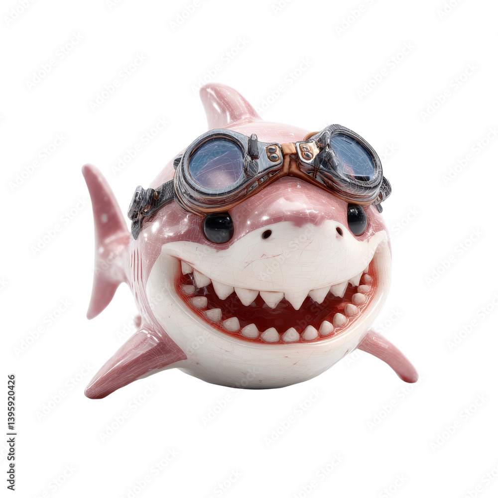 Cheerful Shark with Goggles and Big Smile Cheerful Shark with Goggles and Big Smile