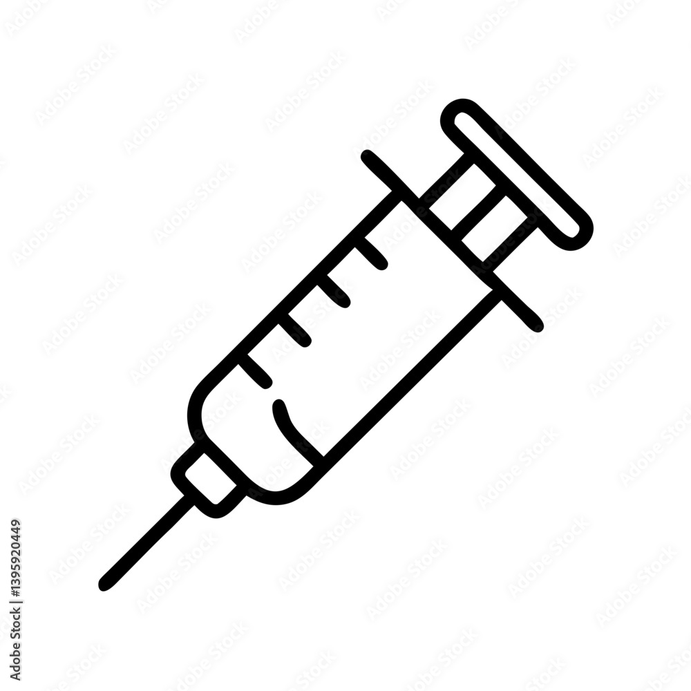 Black and White Icon of a Medical Syringe Black and White Icon of a Medical Syringe