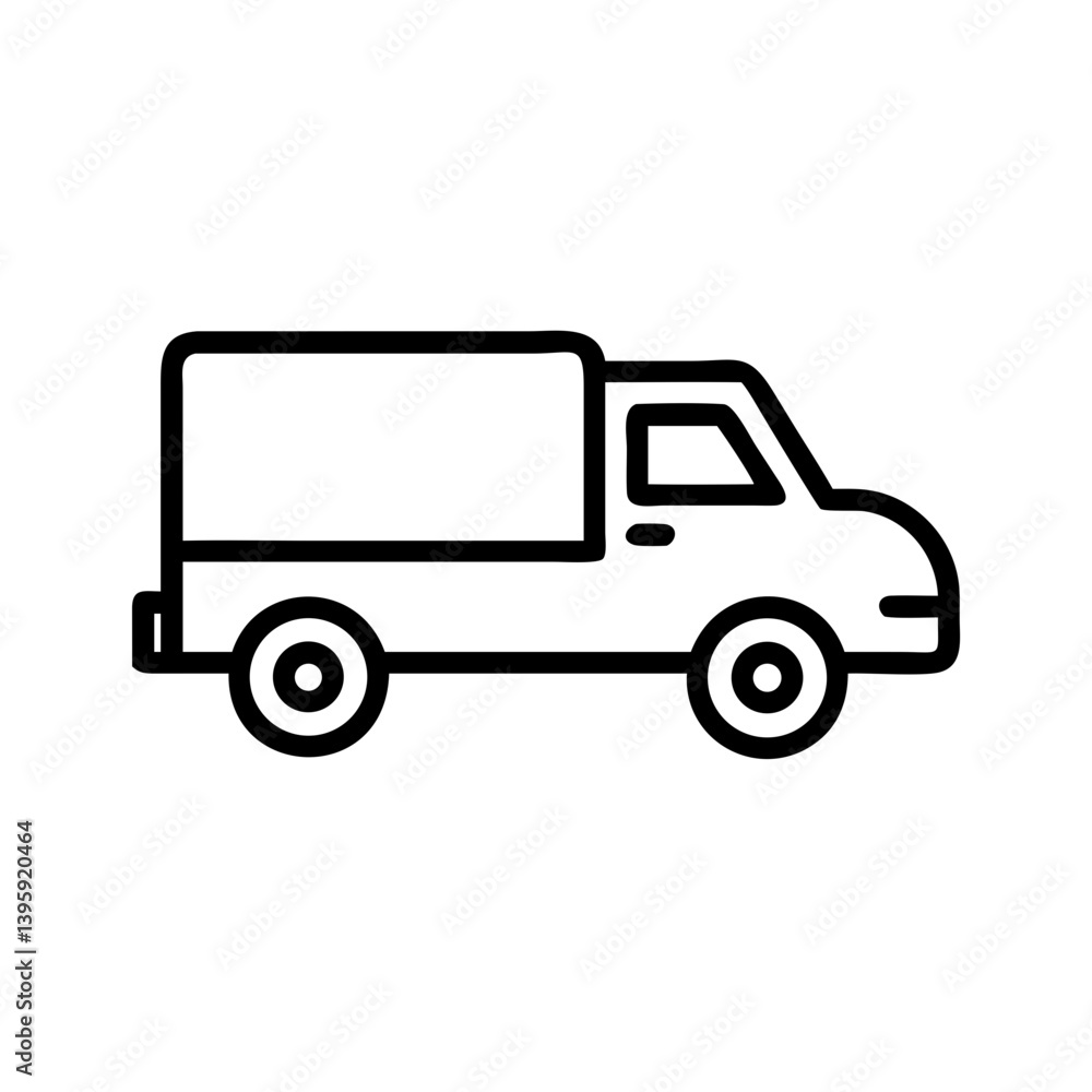 Black-and-white icon of a delivery truck Black-and-white icon of a delivery truck