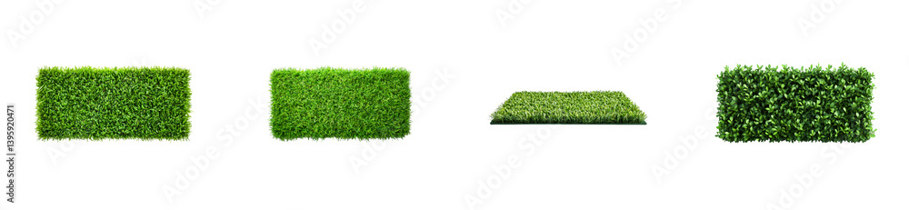 Assorted square turf blocks against black backdrop, cut out transparent Assorted square turf blocks against black backdrop, cut out transparent