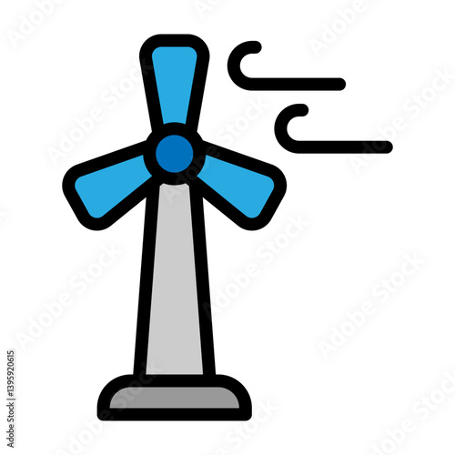 Wind Turbine Vector Filled Icon Design