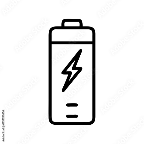 Black and White Battery Icon with Lightning Symbol  
