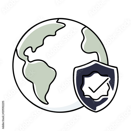 Planet Earth with secure shield icon