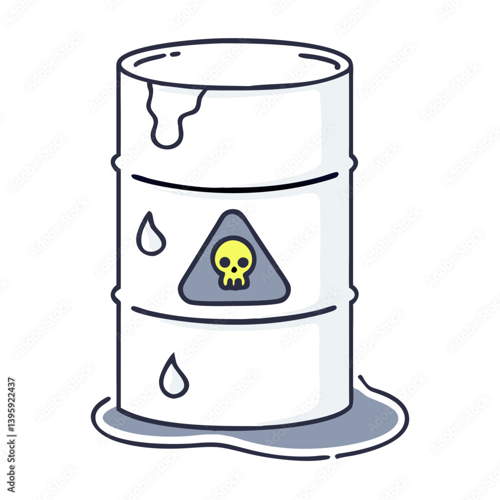 Leaking radioactive barrel illustration Leaking radioactive barrel illustration