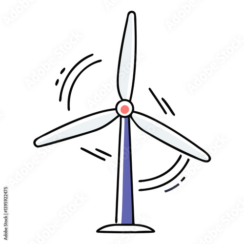 Wind turbine spinning icon in flat style