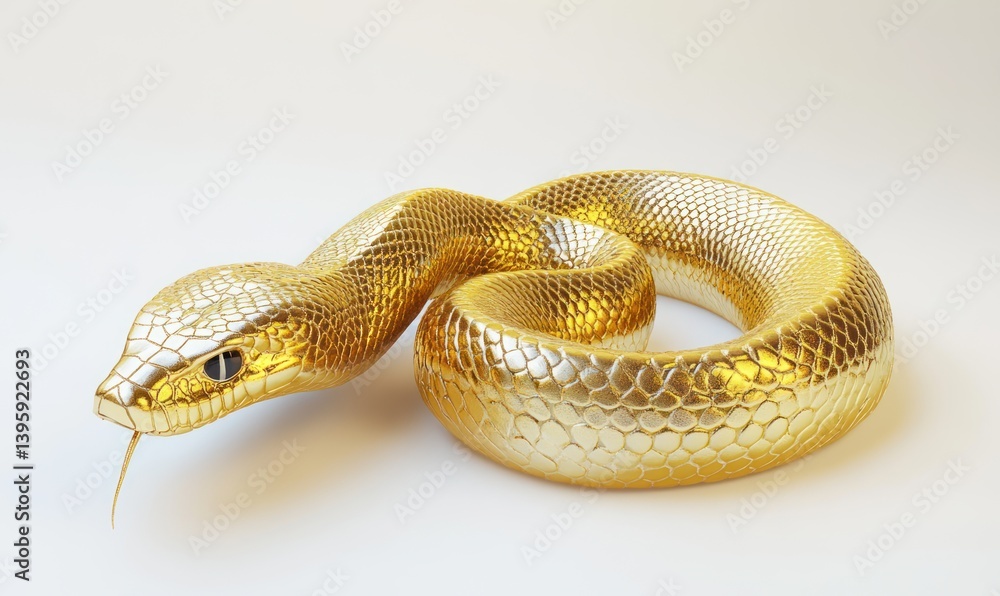 Fototapeta premium 3D render of a golden Amphisbaena on a white background