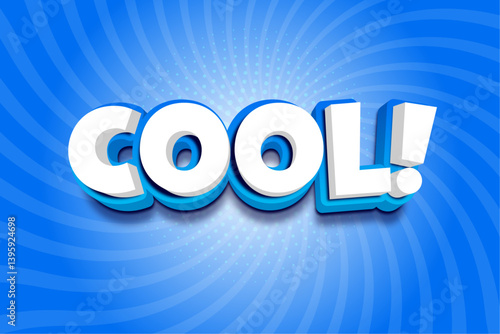 Cool Comic Style 3D Text Effect on Blue Radial Background . Vector Editable Text Effect	