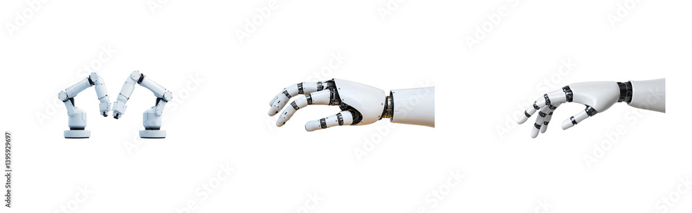 Robotic arms on black background, concept futuristic technology, cut out transparent Robotic arms on black background, concept futuristic technology, cut out transparent