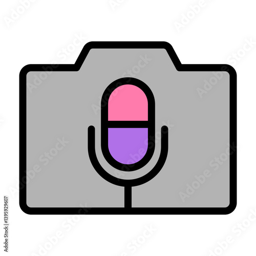 Perm Camera Mic Vector Filled Icon Design