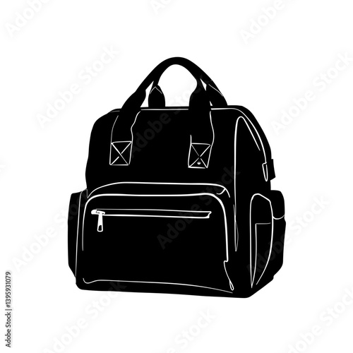 Diaper Bag Icon in Minimalist Style on White Background  