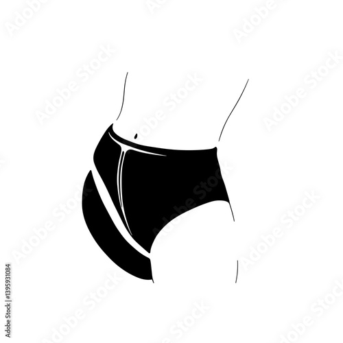Black Belly Band Illustration on Female Figure  