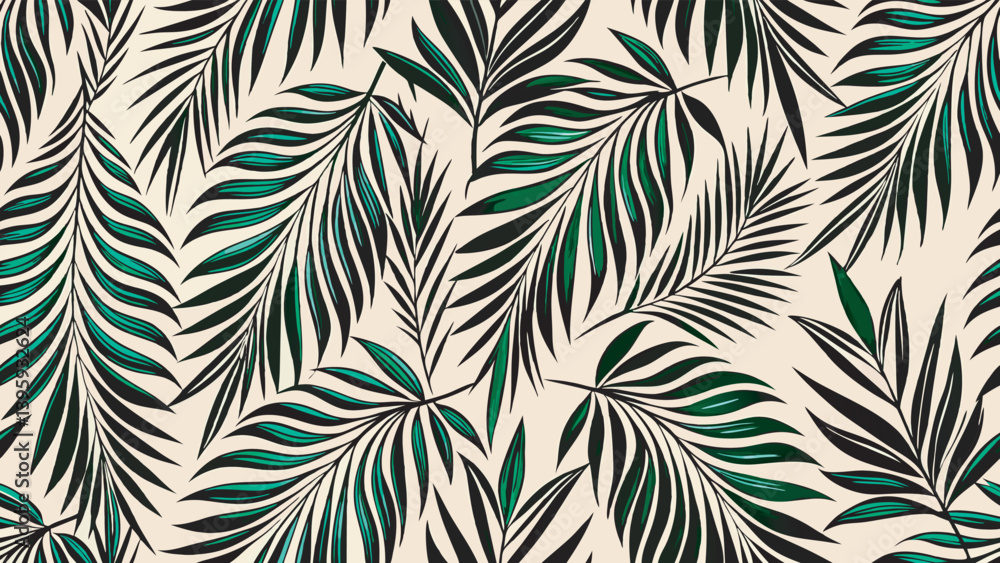 Luxury Seamless Pattern with Palm Leaves — Modern and Stylish Tropical Floral Background Luxury Seamless Pattern with Palm Leaves — Modern and Stylish Tropical Floral Background