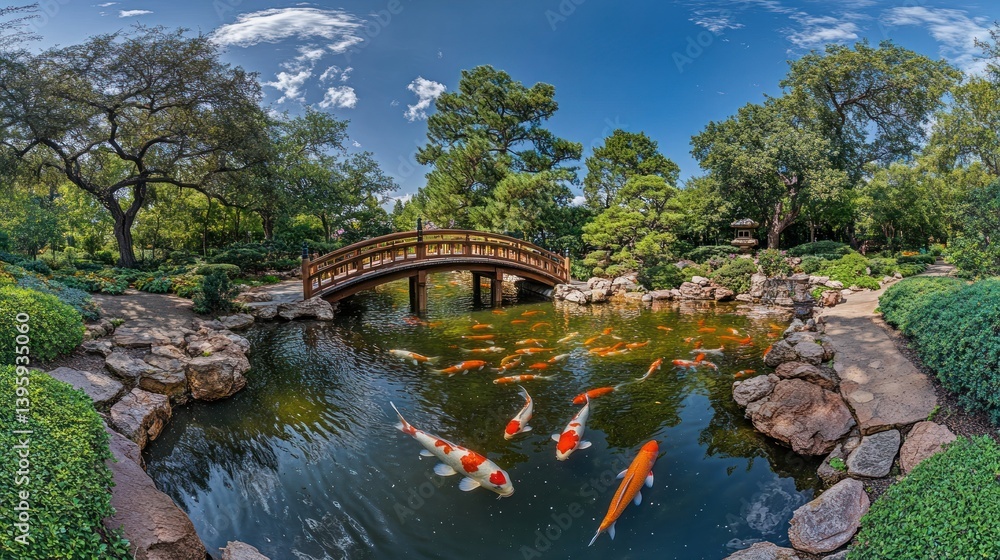 Fototapeta premium Serene Japanese Garden with Koi Pond