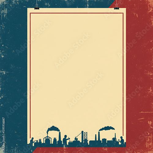 Retro Labor Day background with distressed texture and empty center.