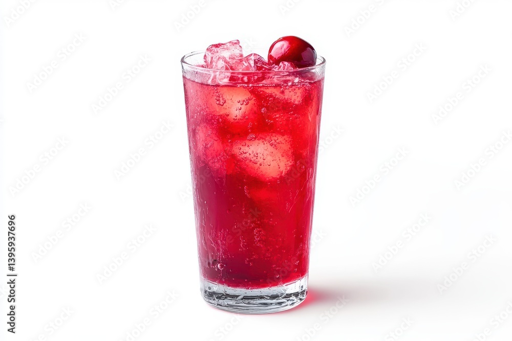 A glass of red drink with ice isolated on white background A glass of red drink with ice isolated on white background