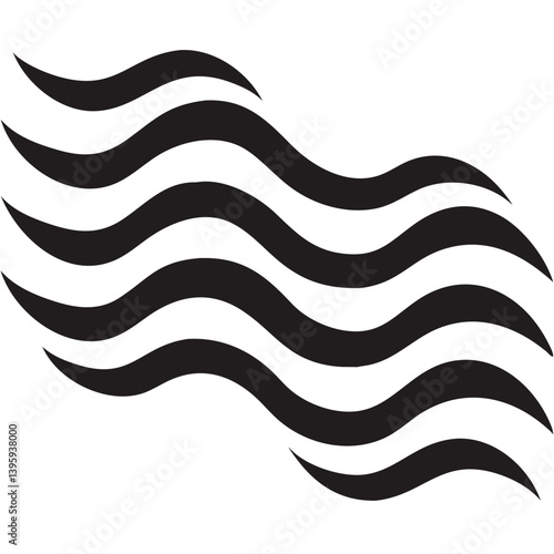 Fluid black waves flowing across a white background, a dynamic representation of movement and energy.