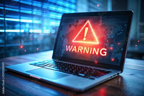 Laptop Screen Warning Alert: Cyber Attack, Virus, Malware, Spyware, System Hacked