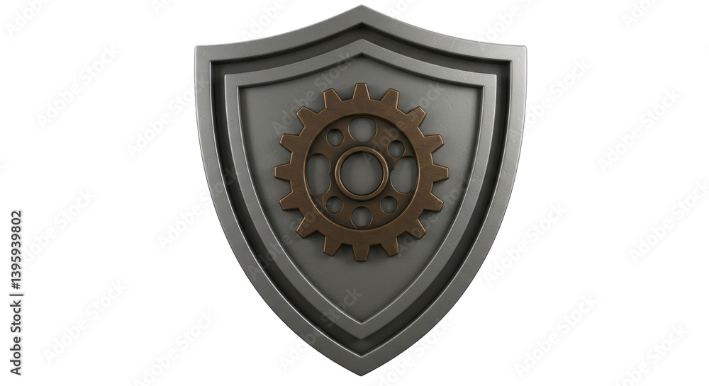 Naklejka premium Isolated Shield with Cogwheel