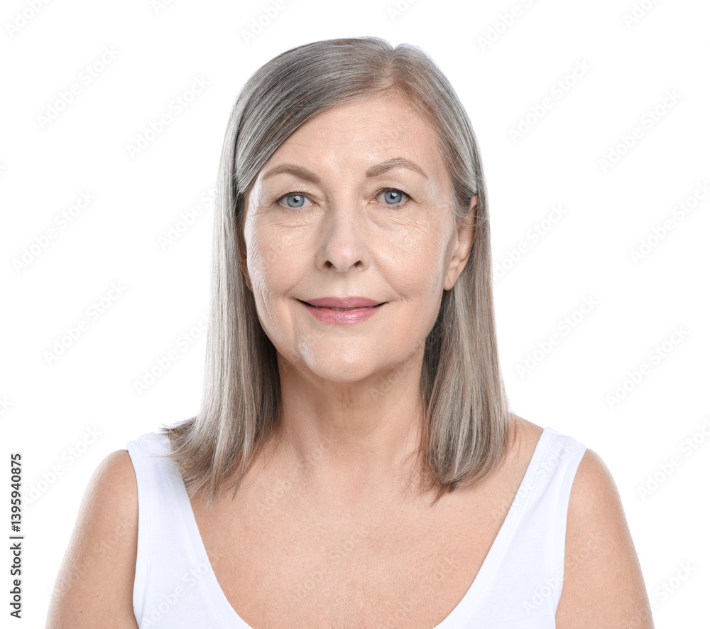Portrait of woman with healthy skin on white background Portrait of woman with healthy skin on white background