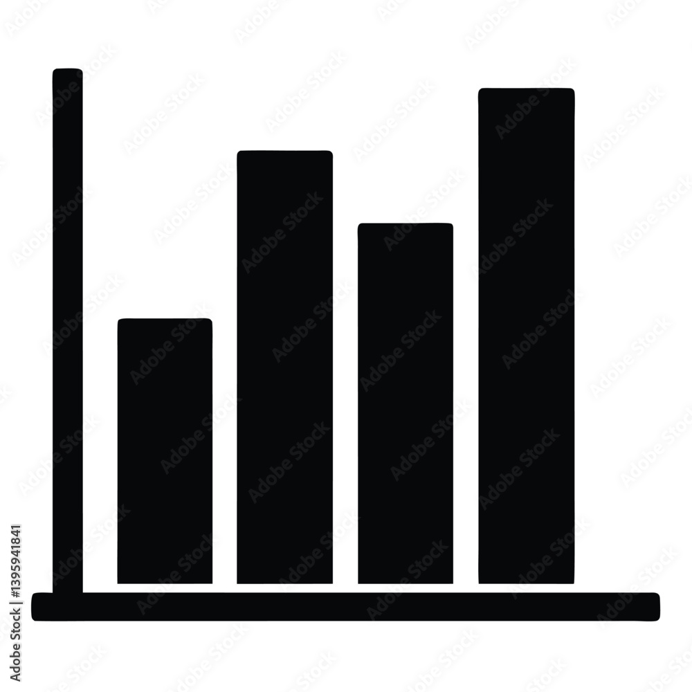 Bar Chart icon silhouette isolated on white background Bar Chart icon silhouette isolated on white background