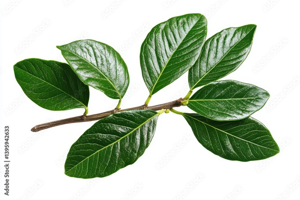 Fototapeta premium Branch with vibrant foliage isolated on white background