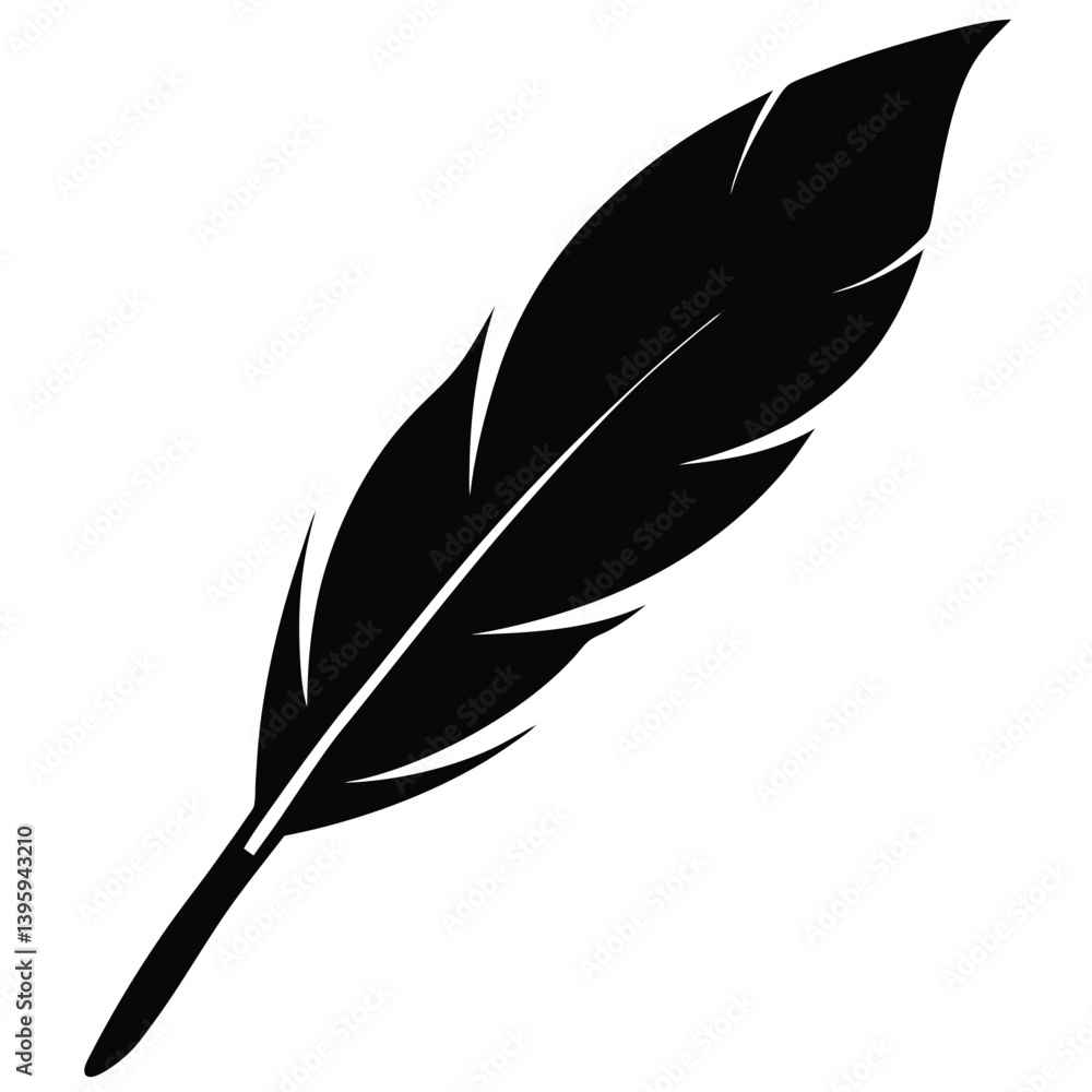 Fototapeta premium feather pen silhouette isolated on white background