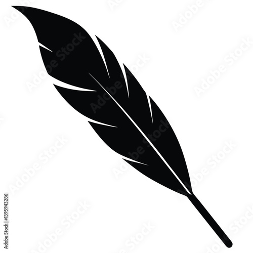 feather pen silhouette isolated on white background