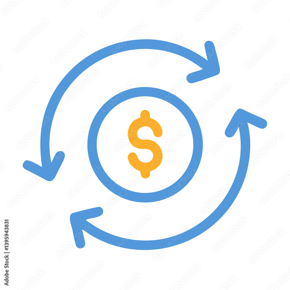 Dollar Symbol With Rotating Arrows Icon Design Dollar Symbol With Rotating Arrows Icon Design