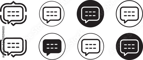  Minimal Chat Message Icons Set in Monochrome and Line Styles with Circular Backgrounds for Communication and Messaging Concepts