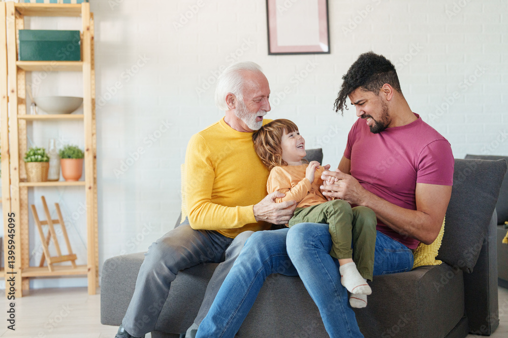 Multicultural Family Bonding Happily in a Bright and Comfortable Living Room Space Multicultural Family Bonding Happily in a Bright and Comfortable Living Room Space