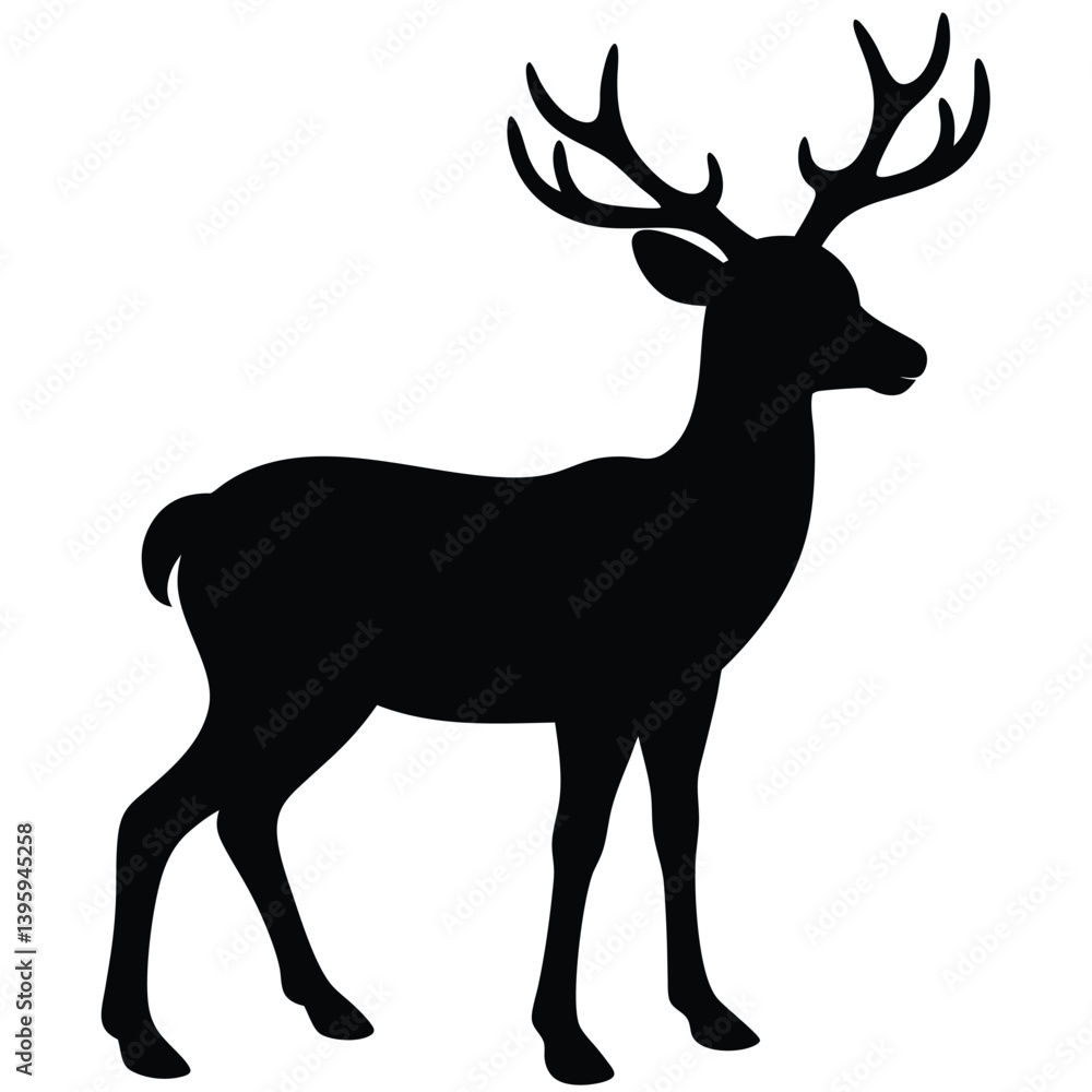 Fototapeta premium Reindeer silhouette isolated on white background