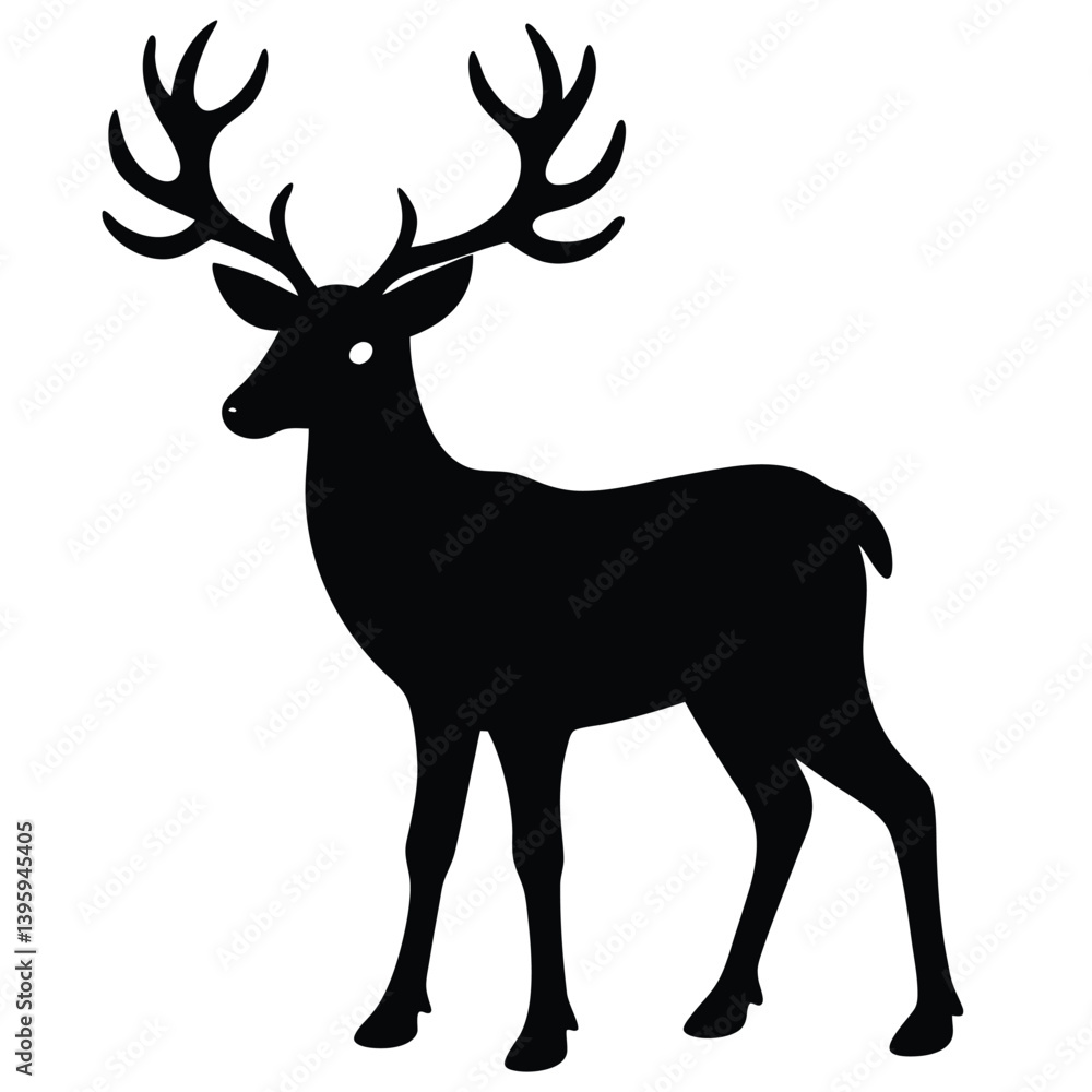 Fototapeta premium Reindeer silhouette isolated on white background