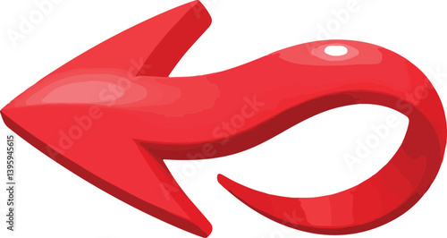  Vibrant Red Arrow Forming a Spiral Curve, Representing Dynamic Movement or Reversal